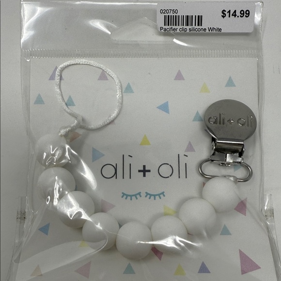 ali + oli White Pacifier Clip baby - Picture 3 of 3